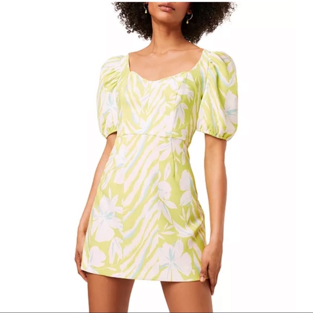 French Connection Neon Green Floral dress